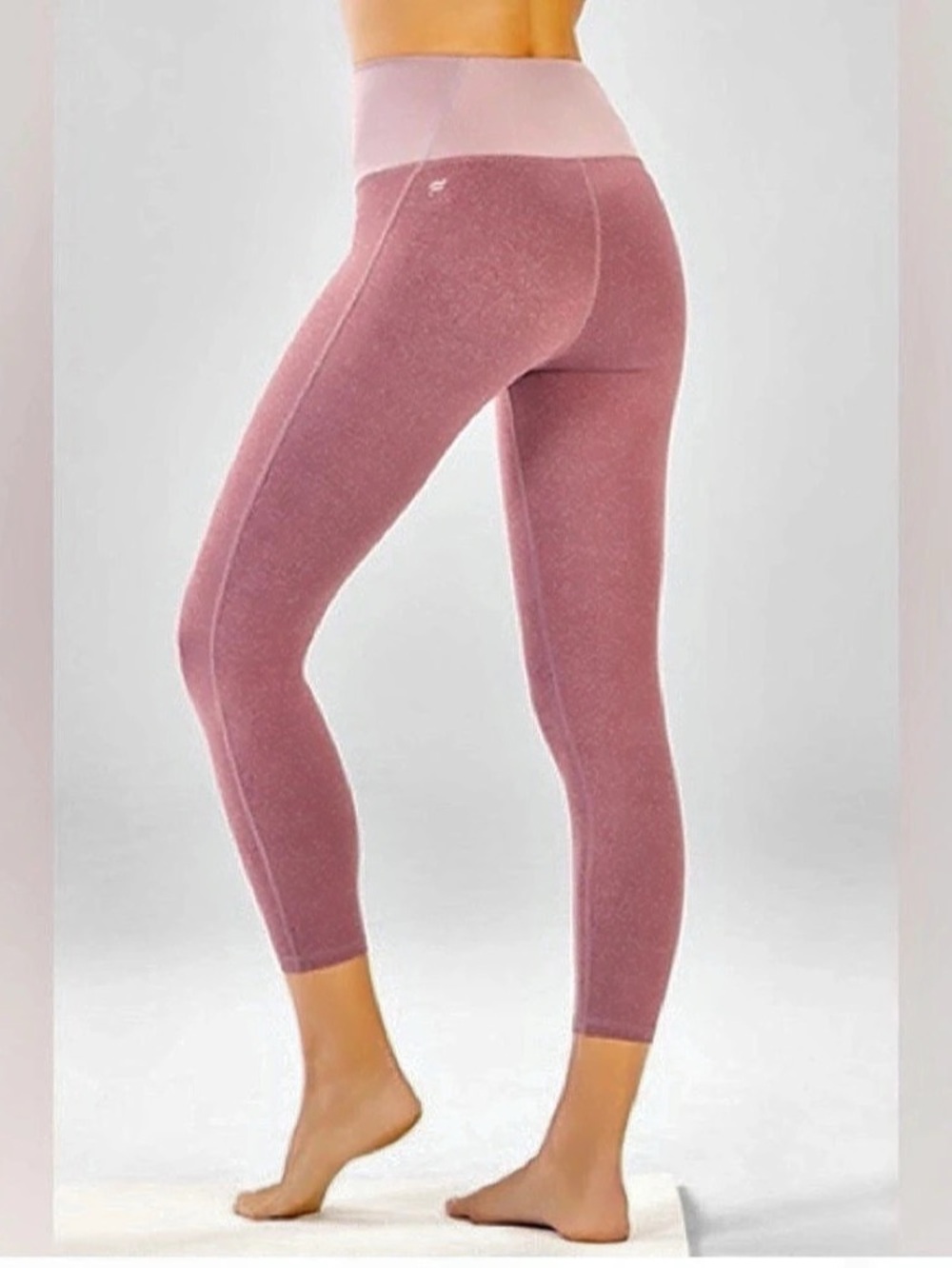 Fabletics High Waisted Powerheathered Capri Leggings in Pink